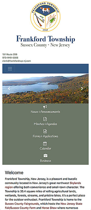 municipal website - front page screenshot responsive mode