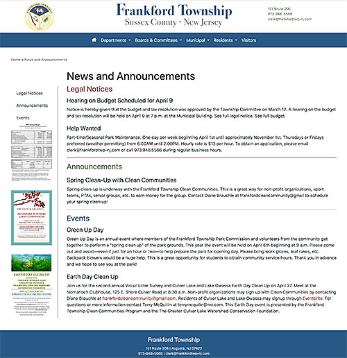 municipal website - secondary page screenshot